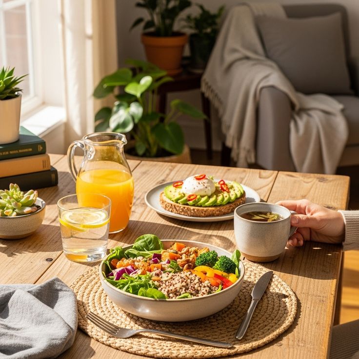 Flow lines connecting meal anchors without clinical metrics.